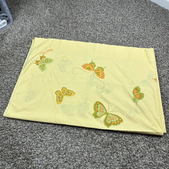 Vtg 60s 70s Hanae Mori 3 Pc Twin Sheet Set Butterfly Yellow MCM Retro Hippie - Picture 4 of 8